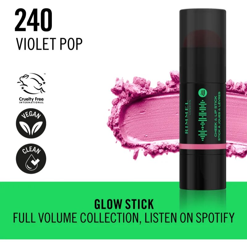 Rimmel Full Volume Cheek & Lip Stick руж в стик цвят 240 Violet Pop 6 гр.