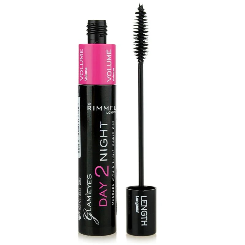 Rimmel Glam´ Eyes Day 2 Night спирала за удължаване и сгъстяване на миглите 2 в 1 цвят 001 Black 9.5 мл.