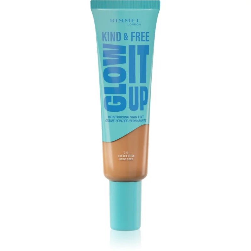 Rimmel Kind & Free Glow It Up лек хидратиращ фон дьо тен цвят 210 Golden Beige 30 мл.