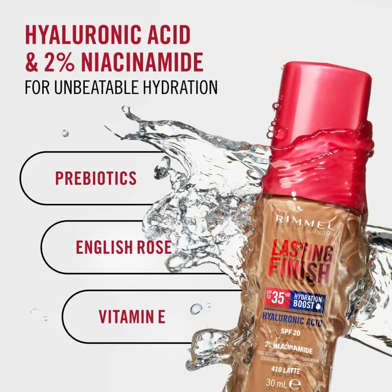 Rimmel Lasting Finish 35H Hydration Boost хидратиращ фон дьо тен SPF 20 цвят 303 Honey 30 мл.