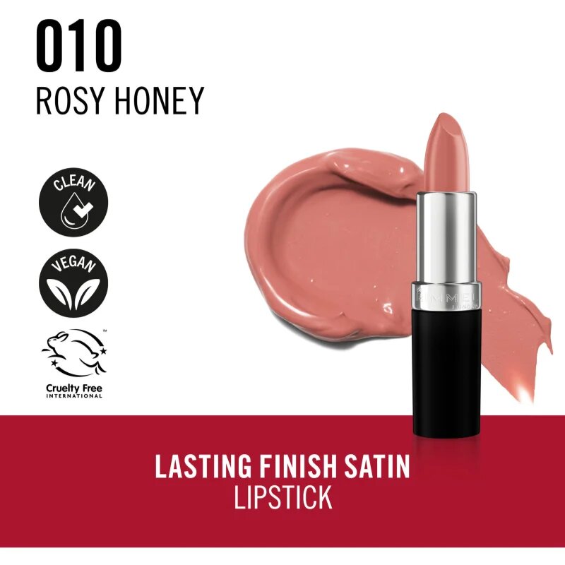 Rimmel Lasting Finish дълготрайно червило цвят 010 Rosy Honey 4 гр.