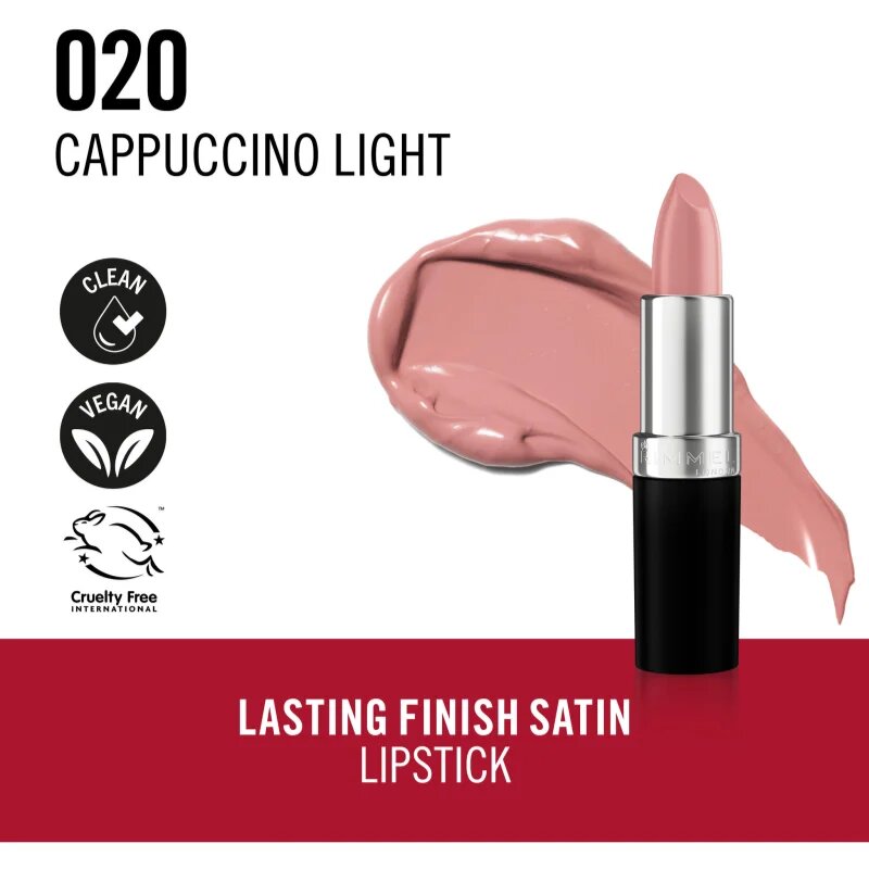 Rimmel Lasting Finish дълготрайно червило цвят 020 Cappuccino Light 4 гр.