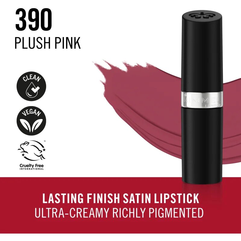 Rimmel Lasting Finish дълготрайно червило цвят 390 Plush Pink 4 гр.