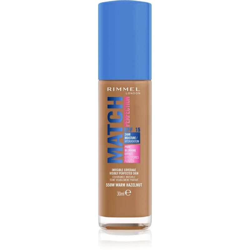Rimmel Match Perfection течен фон дьо тен SPF 15 цвят 550W Warm Hazelnut 30 мл.