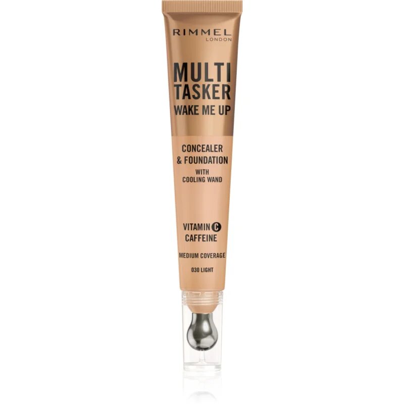 Rimmel Multi-Tasker Wake Me Up грим и коректор за озаряване на лицето цвят 30 Light 20 мл.