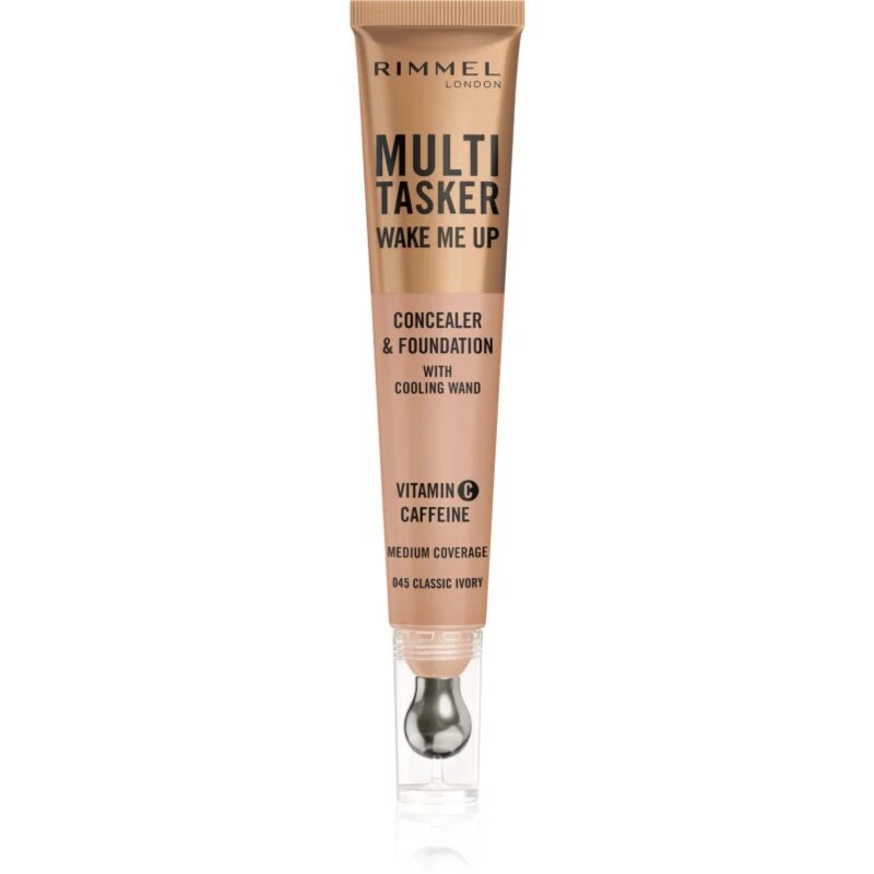 Rimmel Multi-Tasker Wake Me Up грим и коректор за озаряване на лицето цвят 45 Classic Ivory 20 мл.