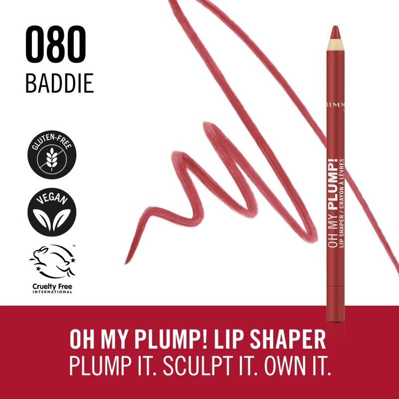 Rimmel Oh My Plump! молив-контур за устни цвят 080 Baddie 1.2 гр.