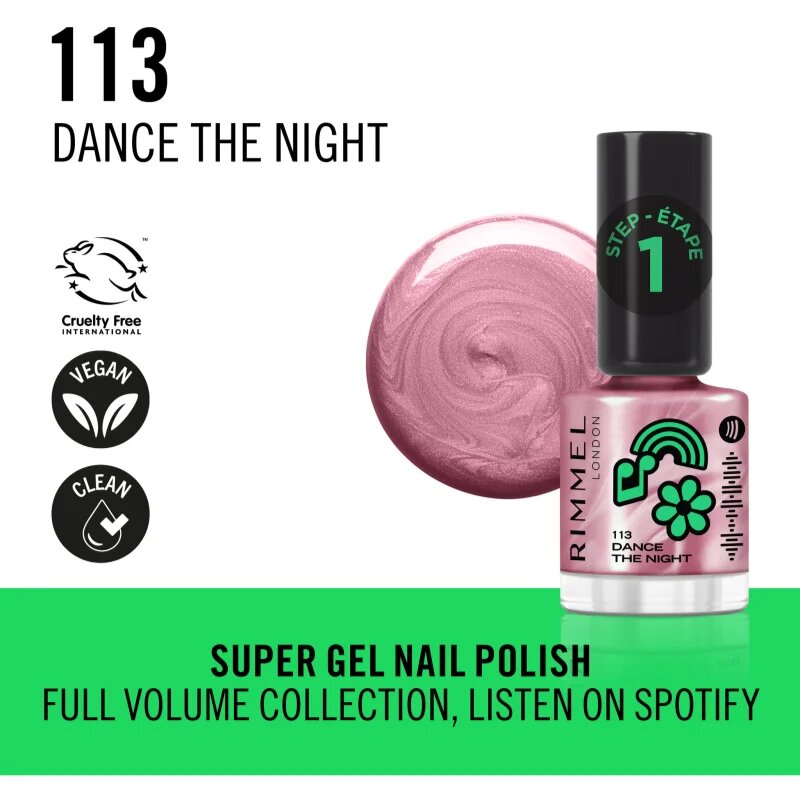 Rimmel SuperGel лак за нокти цвят 113 Dance the Night 12 мл.