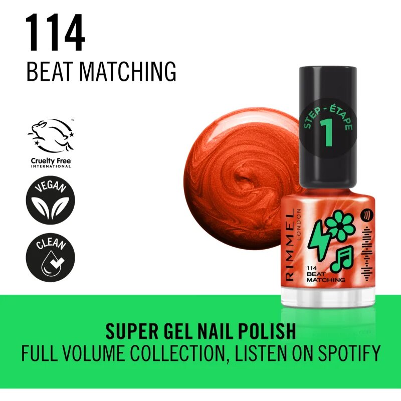 Rimmel SuperGel лак за нокти цвят 114 Beat Matching 12 мл.
