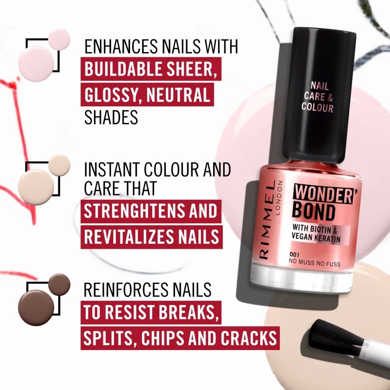 Rimmel Wonder'Bond лак за нокти цвят 003 Slip Dress 12 мл.