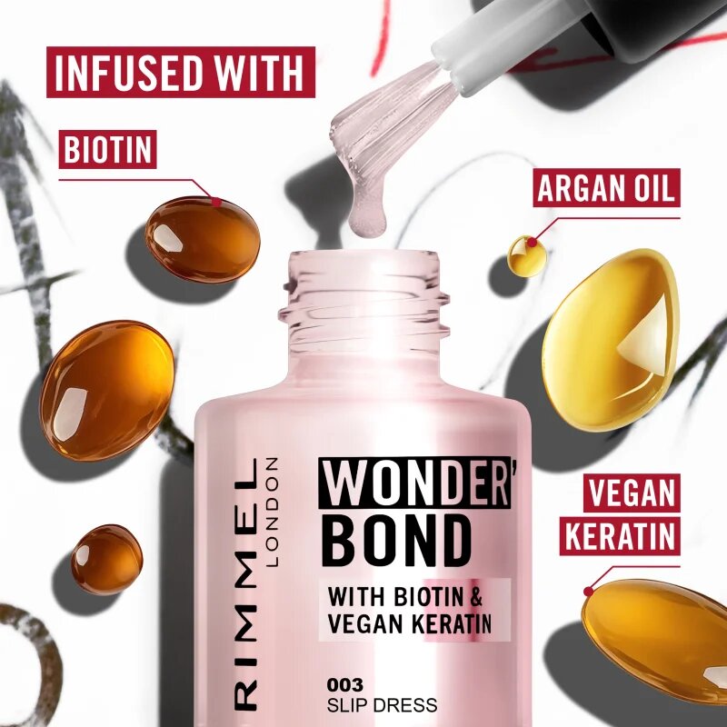 Rimmel Wonder'Bond лак за нокти цвят 003 Slip Dress 12 мл.