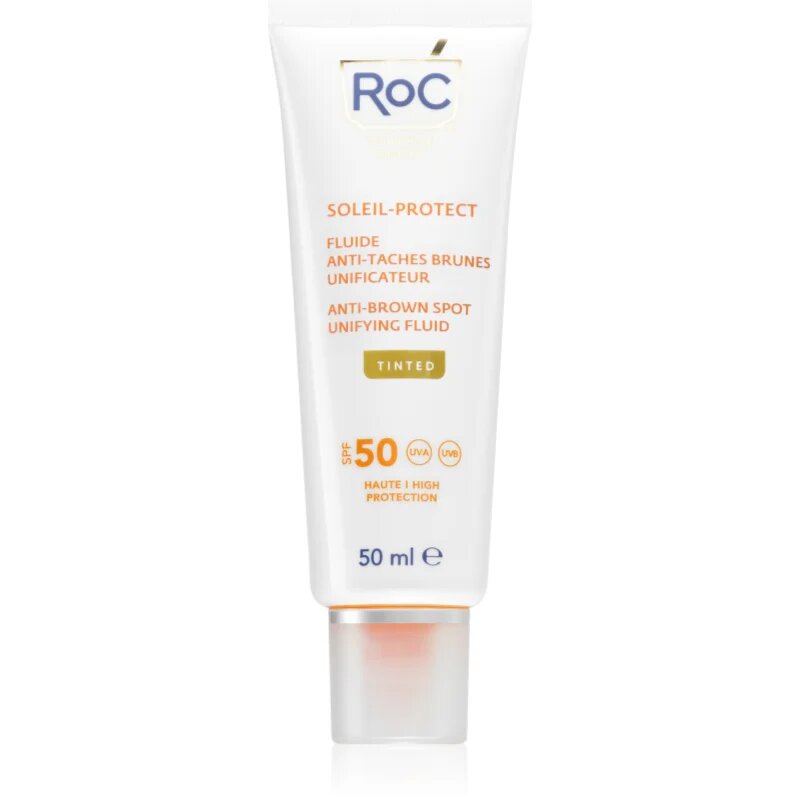 RoC Soleil Protect Anti Brown Spots Unifying Fluid Tinted тониращ флуид за уеднаквяване на цвета на кожата SPF 50 с витамин С 50 мл.