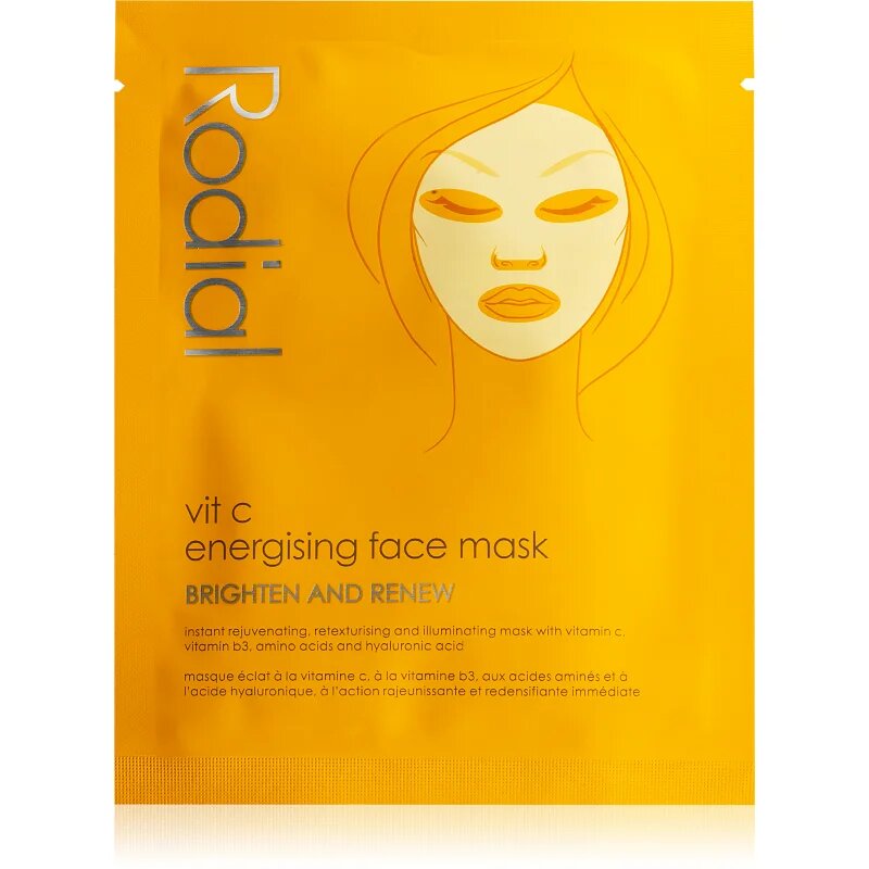 Rodial Vit C Energising Face Mask платнена маска за озаряване и виталитет на кожата с витамин С 20 мл.