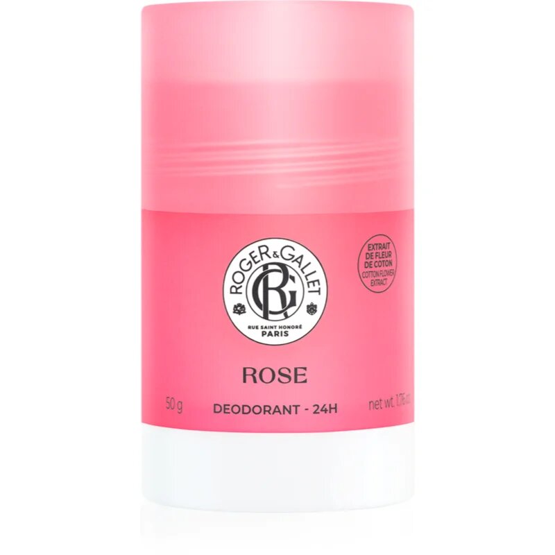 Roger & Gallet Rose дезодорант-стик без съдържание на алуминиеви соли с 24 часова защита за жени 50 гр.