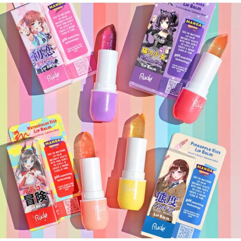 Rude Cosmetics Manga Collection Lip Balm хидратиращ балсам за устни цвят Peach Kiss 3.5 гр.