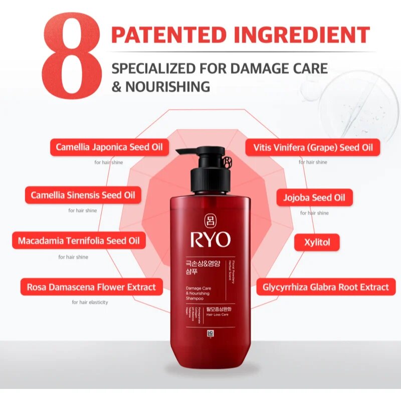 RYO Damage Care & Nourishing Shampoo интензивен регенериращ шампоан за увредена коса 480 мл.