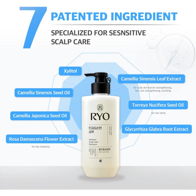 RYO Sensitive Scalp Care Shampoo успокояващ шампоан за чувствителна кожа на скалпа 480 мл.