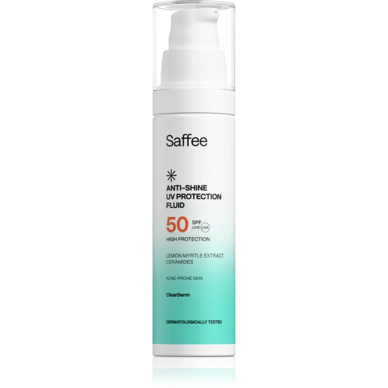 Saffee ClearDerm Anti-shine UV Protection Fluid SPF 50 защитен флуид за мазна кожа склонна към акне SPF 50 50 мл.