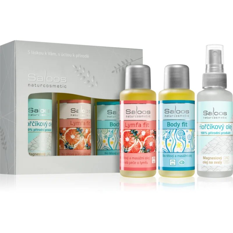 Saloos Bio Body And Massage Oils Body Fit & Lymfa Fit & Magnesium подаръчен комплект за спортисти