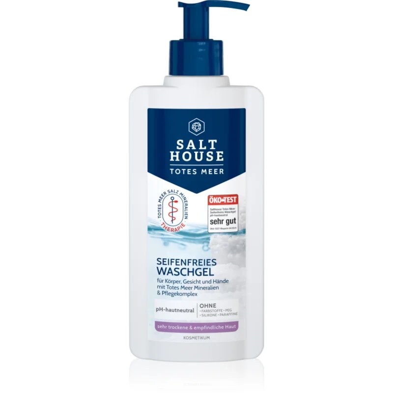 Salt House Dead Sea Therapy Soap-free Washing Gel почистващ гел без сапун за тяло лице и ръце с масло от жожоба и урея 250 мл.