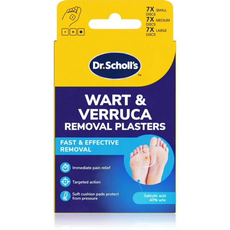 Scholl Dr. 's Wart & Verruca Plaster комплект лепенки за намаляване на натиска оказван върху брадавиците и мазолите 3x7 бр.