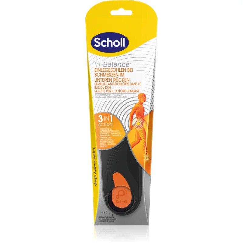 Scholl In-Balance Lower Back стелки за пети размер Medium 1 чифт