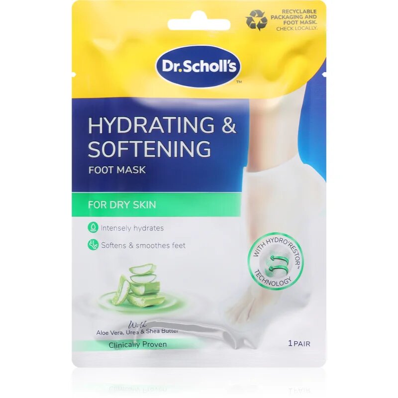 Scholl Pedimask™ Aloe Vera дълбоко подхранваща маска за крака 1 чифт