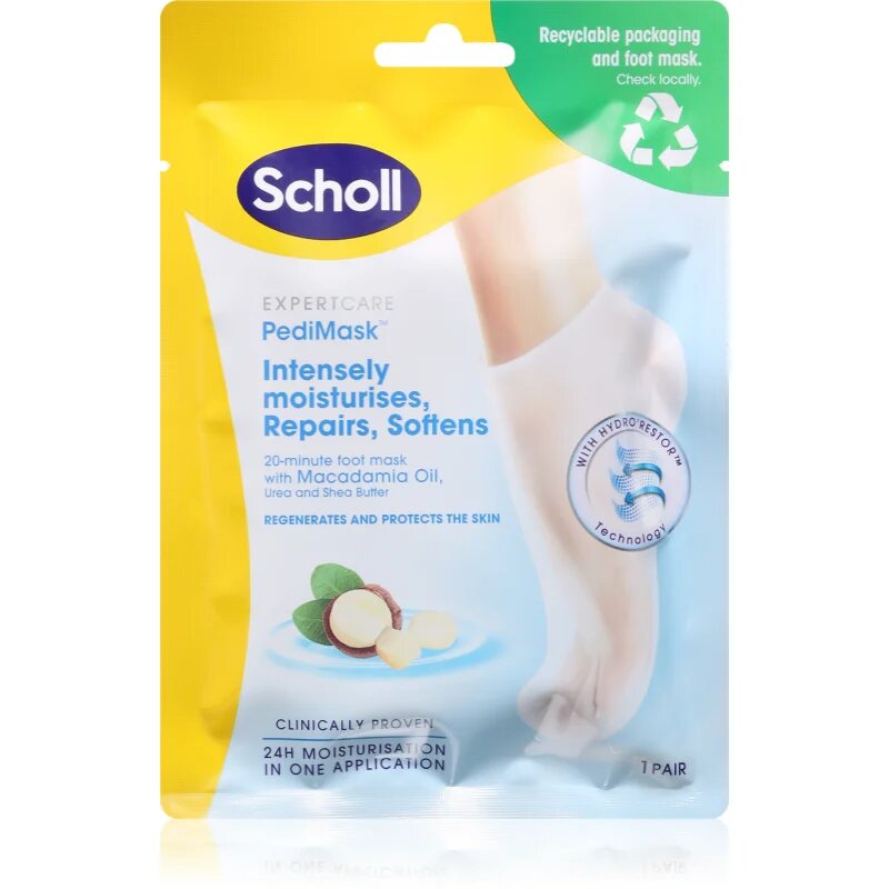 Scholl Pedimask™ Macadamia Oil дълбоко подхранваща маска за крака 1 бр.