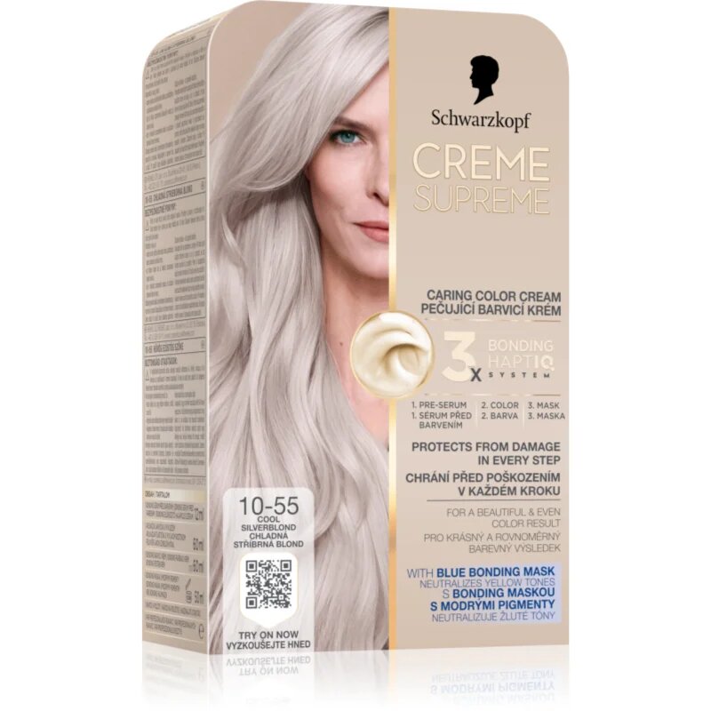 Schwarzkopf Creme Supreme перманентната боя за коса цвят 10-55 Cool Silverblond 60 мл.