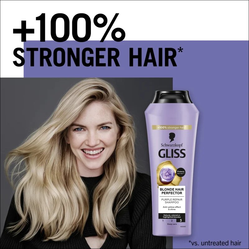 Schwarzkopf Gliss Blonde Hair Perfector шампоан за коса неутрализиращ жълтеникавите оттенъци 250 мл.