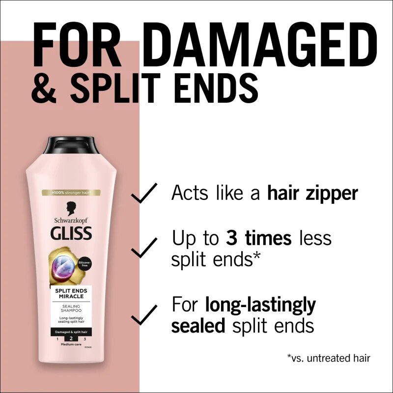 Schwarzkopf Gliss Split Ends Miracle регенериращ шампоан за цъфтяща коса 400 мл.