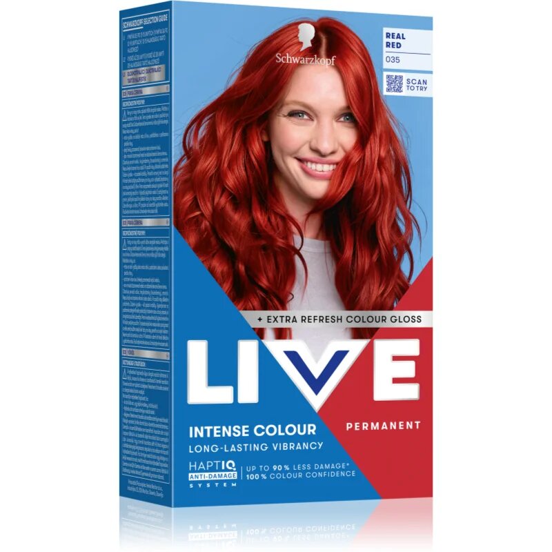 Schwarzkopf LIVE Intense Colour перманентната боя за коса цвят 035 Real Red 1 бр.