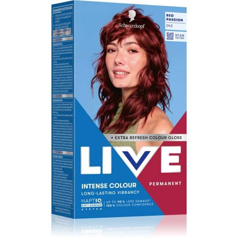 Schwarzkopf LIVE Intense Colour перманентната боя за коса цвят 043 Red Passion 1 бр.