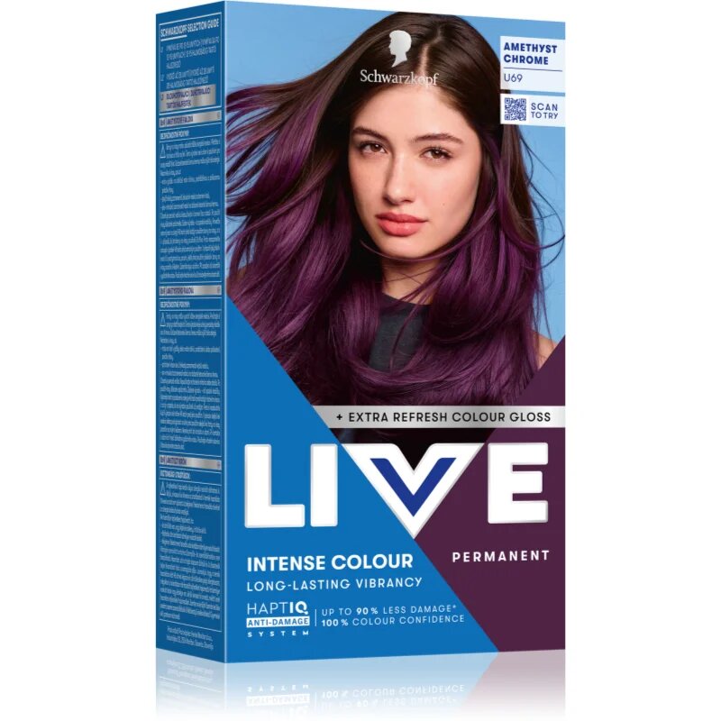 Schwarzkopf LIVE Intense Colour перманентната боя за коса цвят U69 Amethyst Chrome 1 бр.