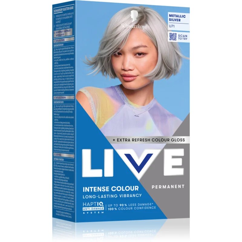 Schwarzkopf LIVE Intense Colour перманентната боя за коса цвят U71 Metallic Silver 1 бр.