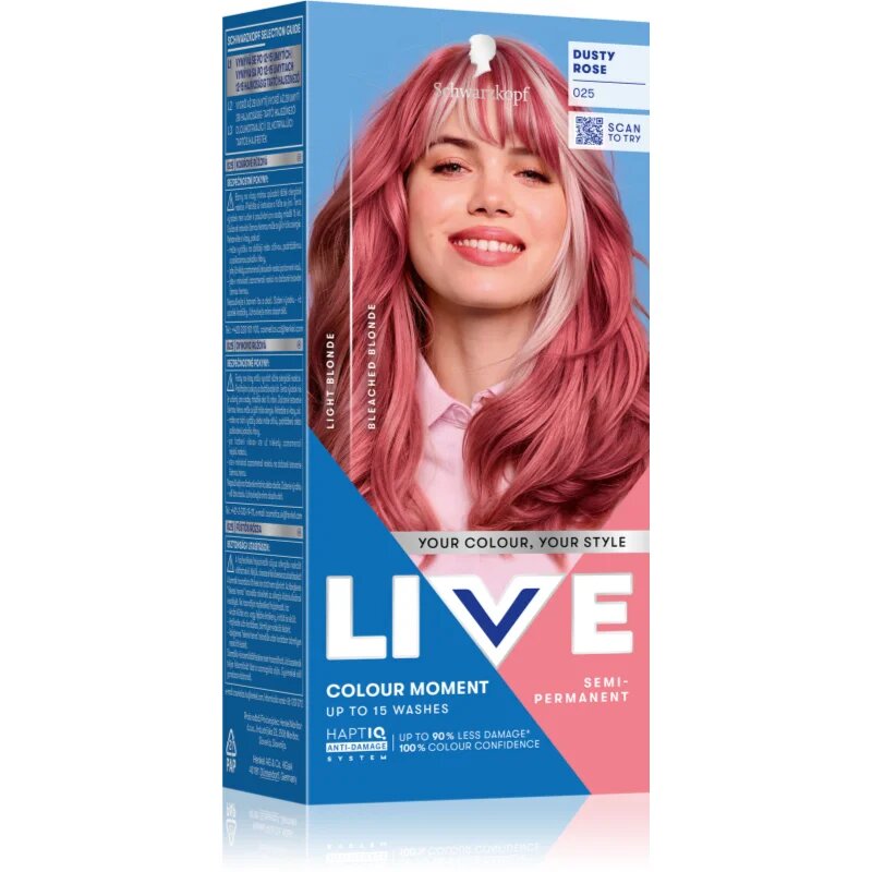 Schwarzkopf LIVE Ultra Brights or Pastel полуперманентна боя за коса цвят 025 Dusty Rose 1 бр.