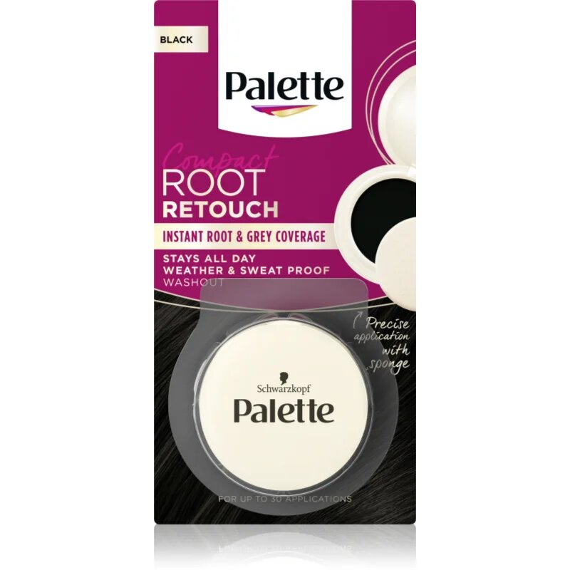 Schwarzkopf Palette Compact Root Retouch коректор за новоизрастнала и сива коса с пудра ефект цвят Black 3 гр.