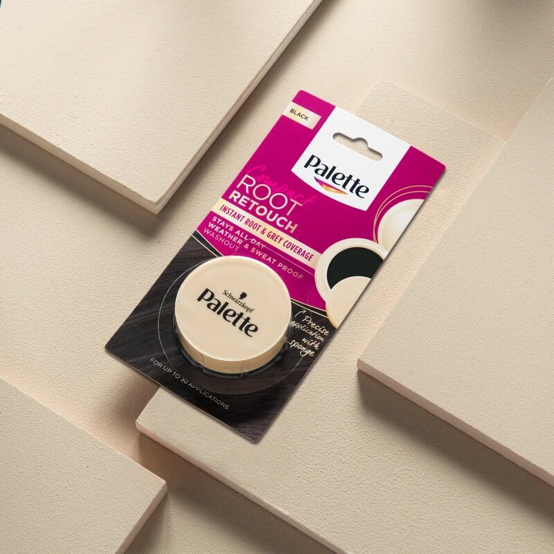 Schwarzkopf Palette Compact Root Retouch коректор за новоизрастнала и сива коса с пудра ефект цвят Black 3 гр.