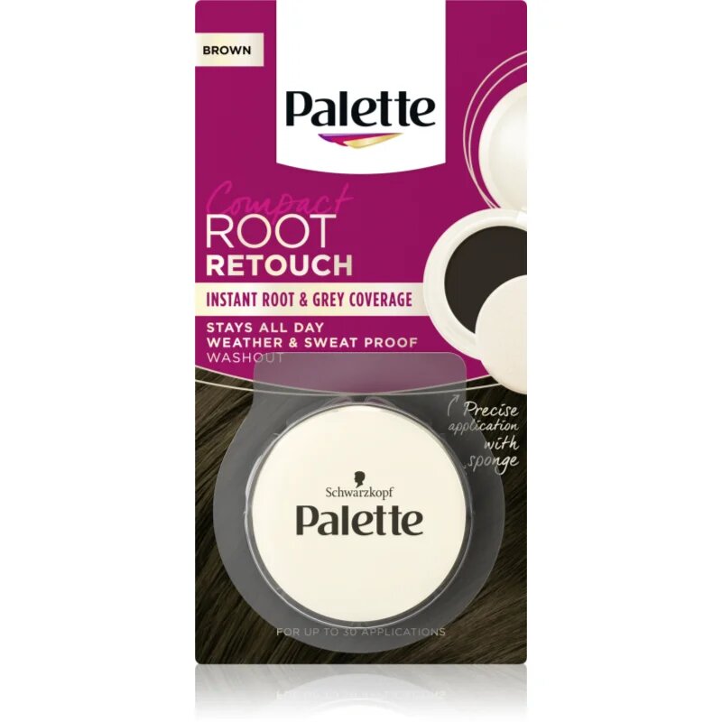 Schwarzkopf Palette Compact Root Retouch коректор за новоизрастнала и сива коса с пудра ефект цвят Brown 3 гр.