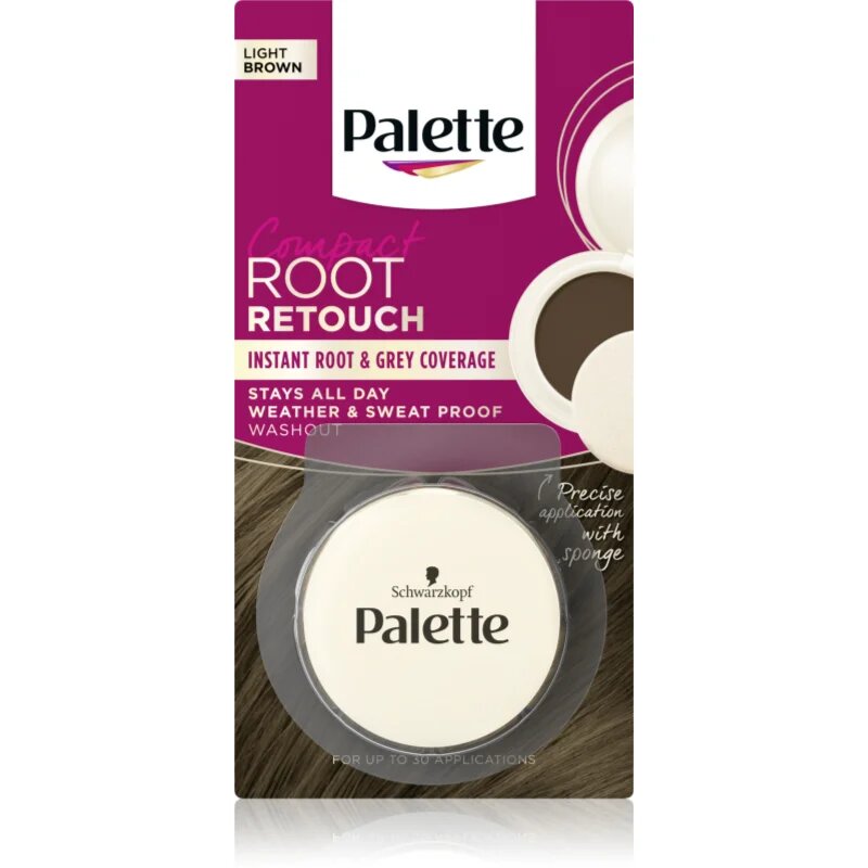 Schwarzkopf Palette Compact Root Retouch коректор за новоизрастнала и сива коса с пудра ефект цвят Light Brown 3 гр.