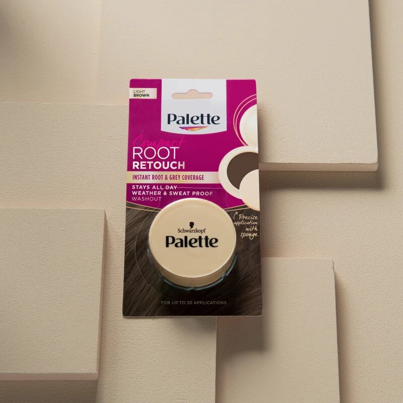 Schwarzkopf Palette Compact Root Retouch коректор за новоизрастнала и сива коса с пудра ефект цвят Light Brown 3 гр.