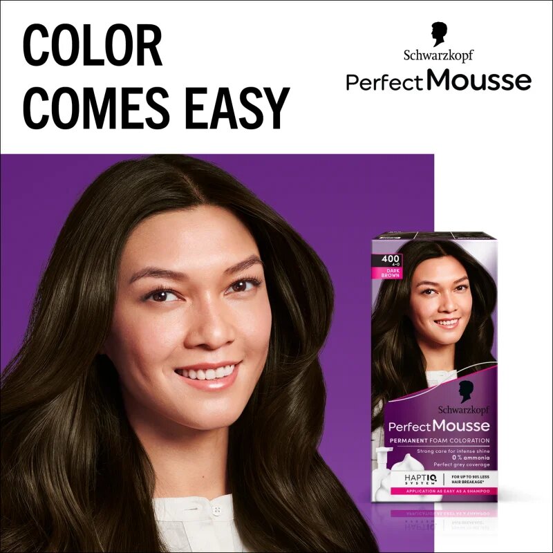 Schwarzkopf Perfect Mousse перманентната боя за коса цвят 400 Icy Espresso 1 бр.