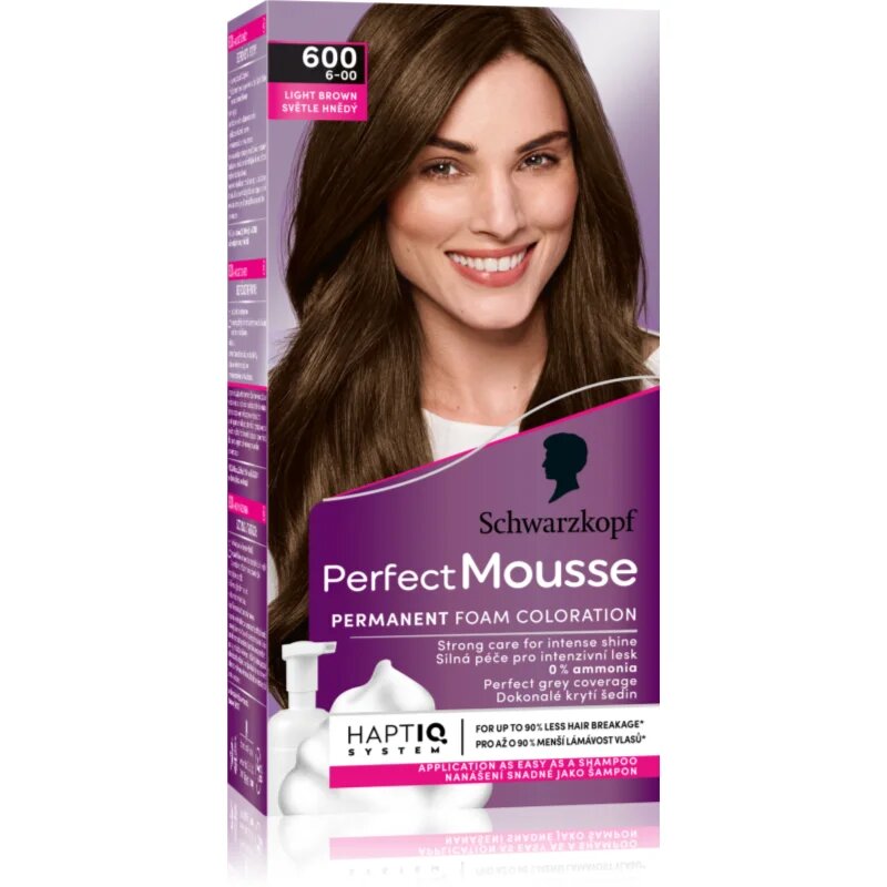 Schwarzkopf Perfect Mousse перманентната боя за коса цвят 600 Light brown 1 бр.