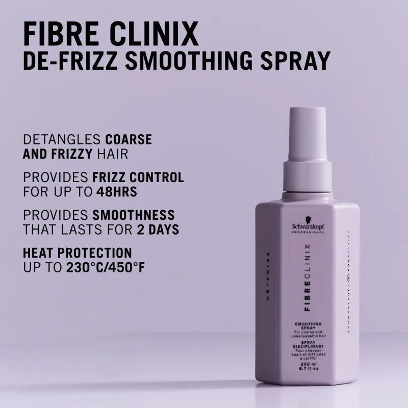 Schwarzkopf Professional Fibre Clinix De-Frizz Smoothing Spray изглаждащ спрей за непокорна коса 200 мл.