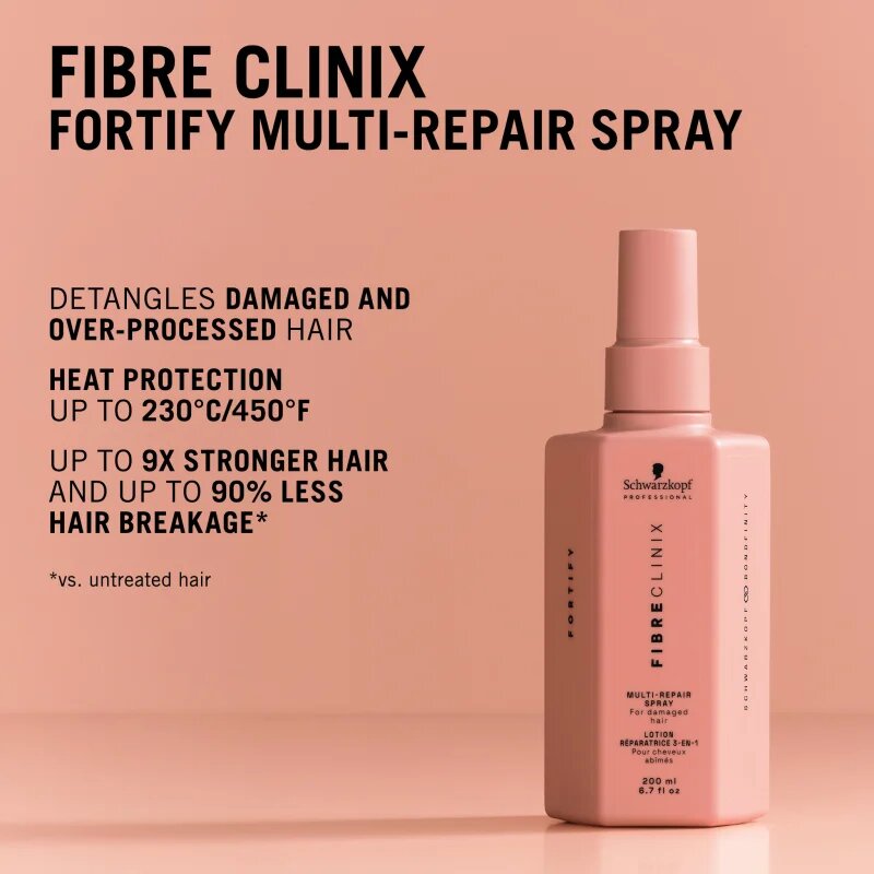 Schwarzkopf Professional Fibre Clinix Fortify Multi-Repair Spray възстановителна грижа за увредена и крехка коса в спрей 200 мл.