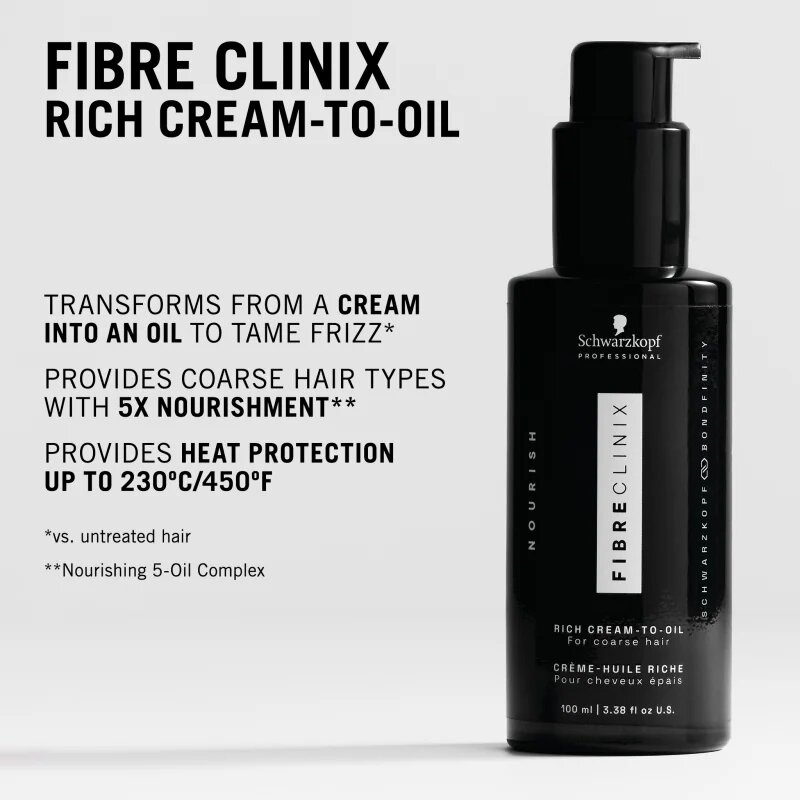Schwarzkopf Professional Fibre Clinix Rich Cream-to-Oil подхранващо масло за непокорна коса 100 мл.