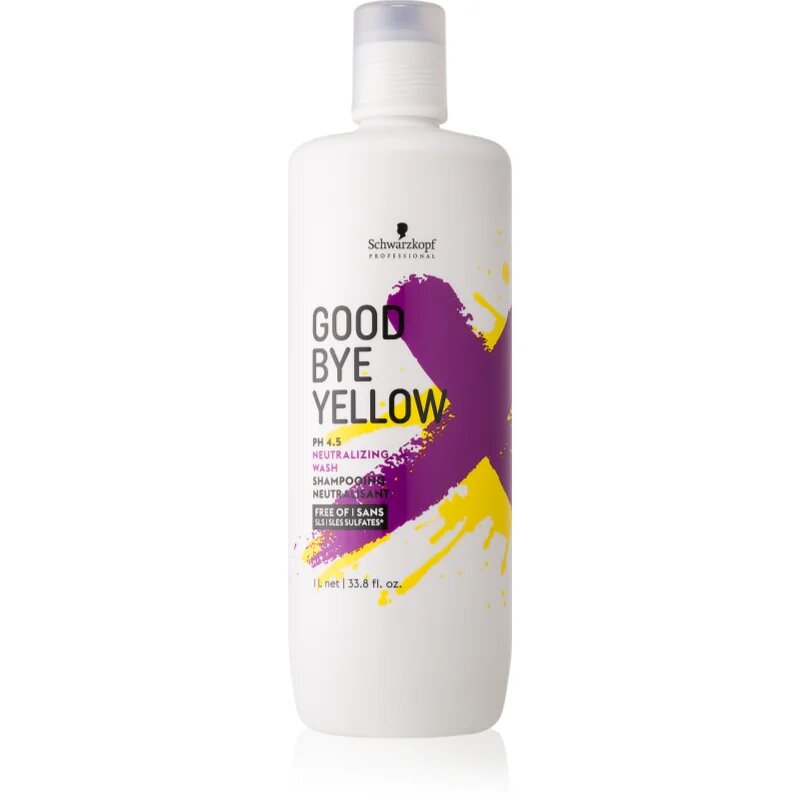 Schwarzkopf Professional Goodbye Yellow шампоан неутрализиращ жълтите нюанси за боядисана коса и коса с кичури 1000 мл.