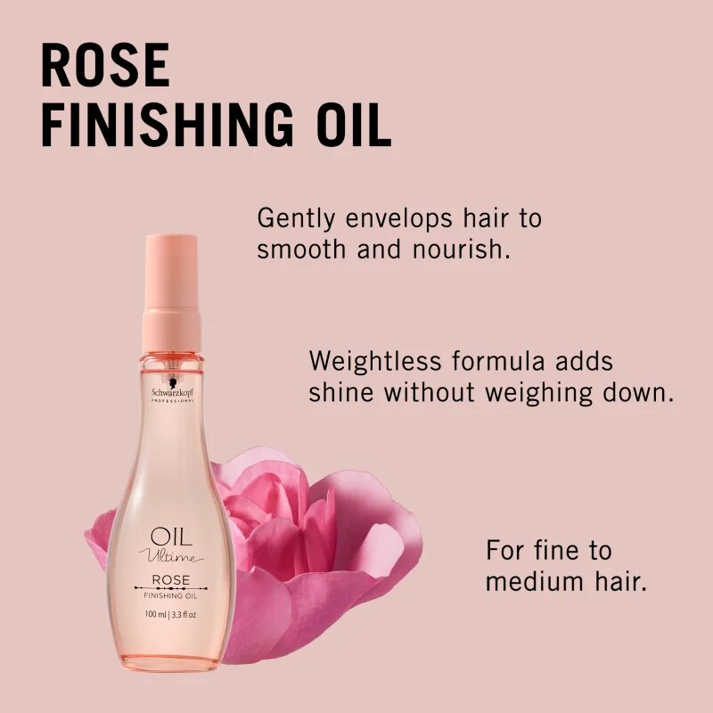 Schwarzkopf Professional Oil Ultime Rose Oil розово масло за слаба изтощена коса 100 мл.
