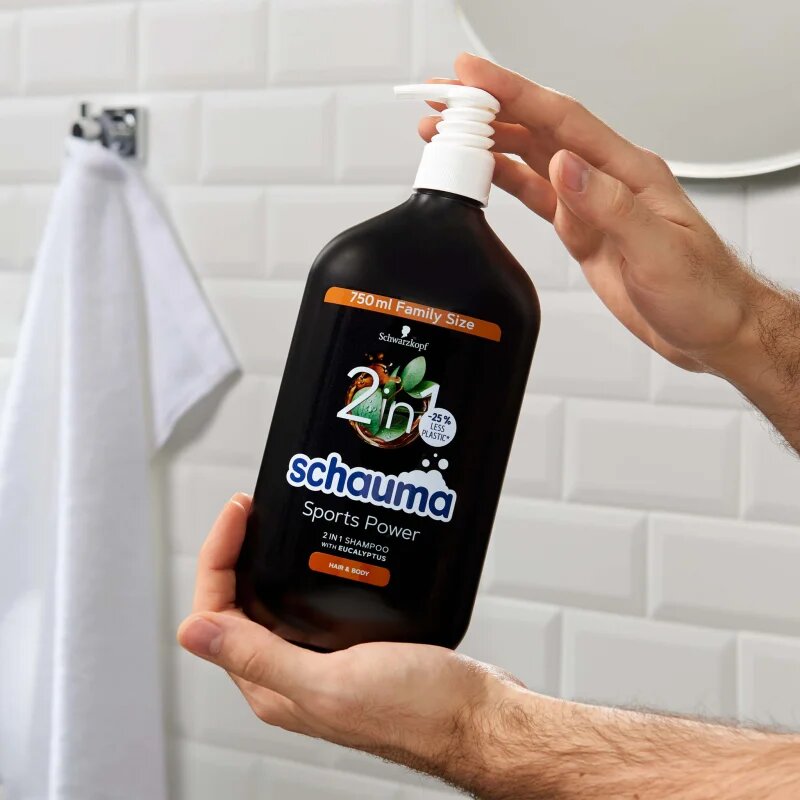 Schwarzkopf Schauma MEN душ гел и шампоан 2 в 1 за мъже Sports Power 750 мл.
