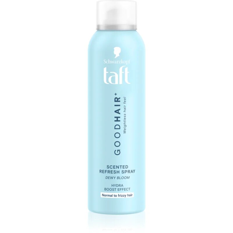 Schwarzkopf Taft Good Hair освежаващ спрей за коса с хвърчащи косъмчета и без обем аромати Dewy Bloom 150 мл.